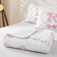 thumbnail image 4 of Manfei Kawaii Bow Pearl Letter R Monogrammed Twin Quilt Set for Girls Female,Dreamy Princess Bowknot Twin Coverlet Set for Teens, 4 of 7