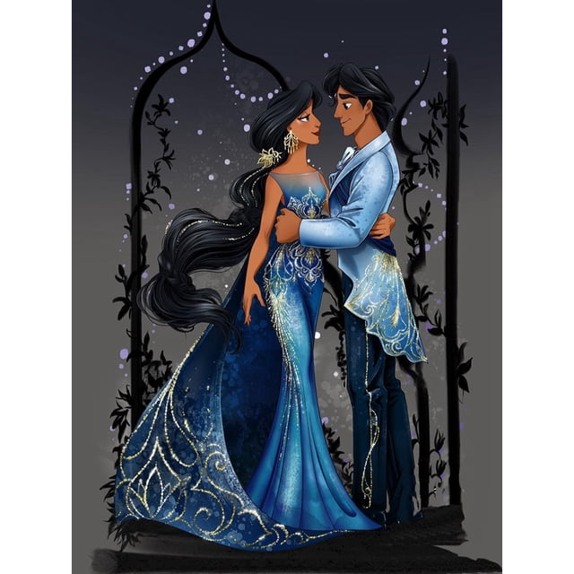 (K053) Serie Personajes Princesas Y Príncipes Disney Pintura Diamantes Redondos Resina 30x40CM
