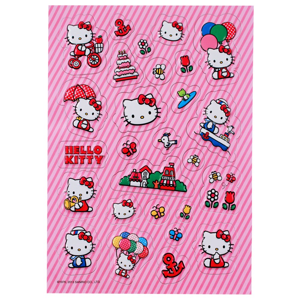 hello kitty kids 28pc 3d puffy sticker sheet for arts and