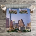thumbnail image 3 of Ambesonne USA Quilted Bedspread Set 3 Pcs, Autin Texas City Bridge, King Size, Multicolor, 3 of 3