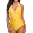 thumbnail image 2 of TIMIFIS Maillot de Bain une Pièce pour Femmes Dos Croisé Froncé Découpe Col en V Fines Bretelles, 2 of 7