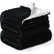 Sherpa Fleece King Size Blanket - Super Soft & Warm Striped Fleece Blanket, Cozy Plush Fluffy Large Bed Blanket All Season Use (Black, 104x90 Inches)