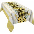 thumbnail image 1 of Bees Summer Tablecloth Rectangle Round Table Cloth 60x120 Inch, Honey Indoor or Outdoor Tablecloth, Stripes Yellow Waterproof Polyester Fabric Washable Table Cover for Party Holiday Picnic Decoration, 1 of 6