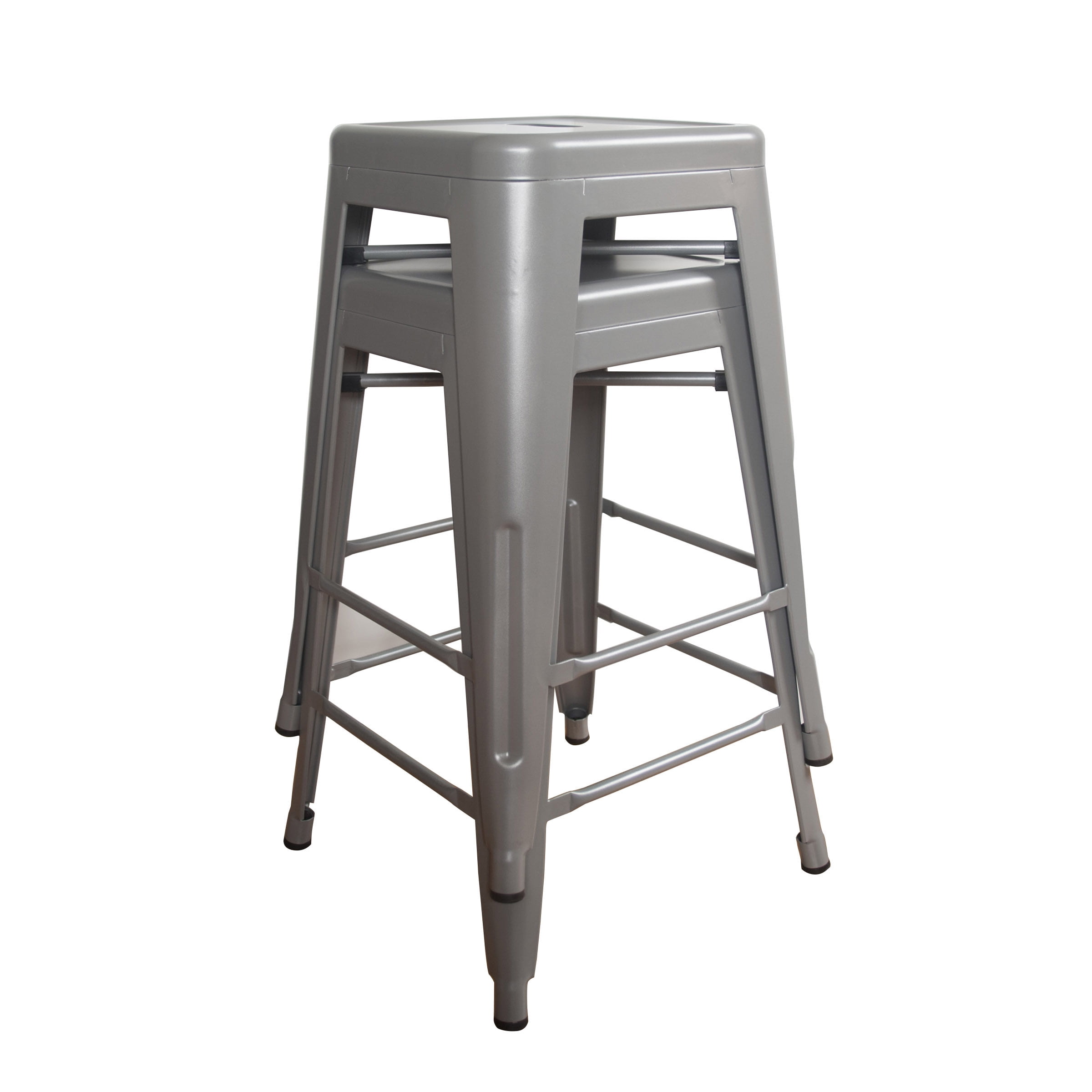 AmeriHome 2 Piece 24-inch Silver Finish Metal Backless Bar Stools