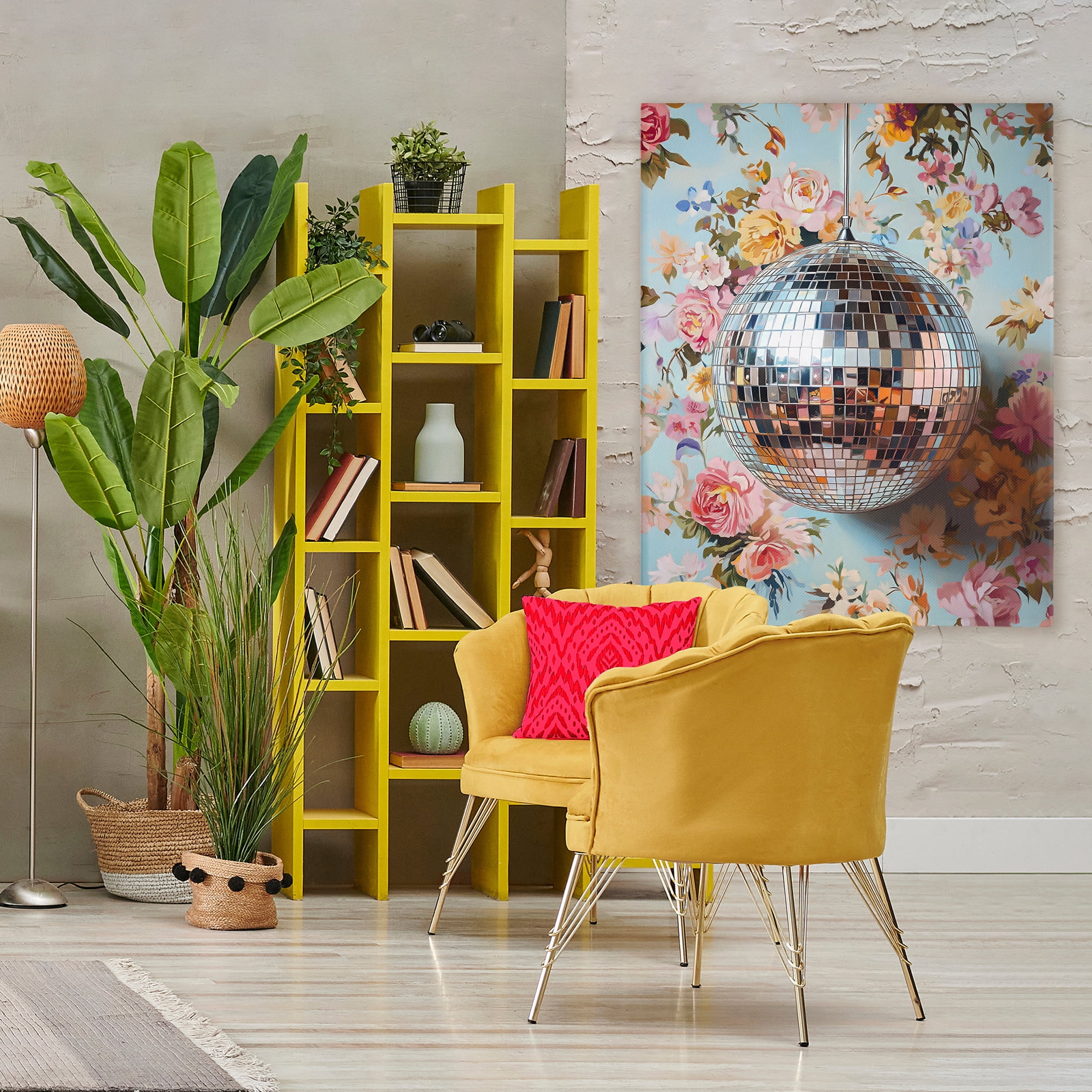 Stupell Industries Floral Disco Ball Reflection Canvas Wall Art, design by LSR Design Studio