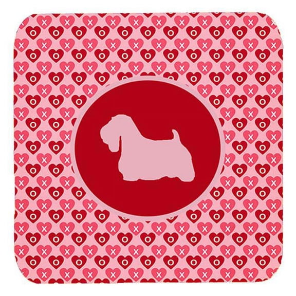 Sealyham Terrier Valentine Hearts Foam Coasters - Set 4, 3.5 x 3.5 In.