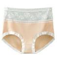 thumbnail image 2 of LYEAA Cotton Underwear Womens Breathable Mid Waisted Cool Briefs Comfort Color Block Lace Daily Panties Full Fashionable Underpants Brown XL, 2 of 4