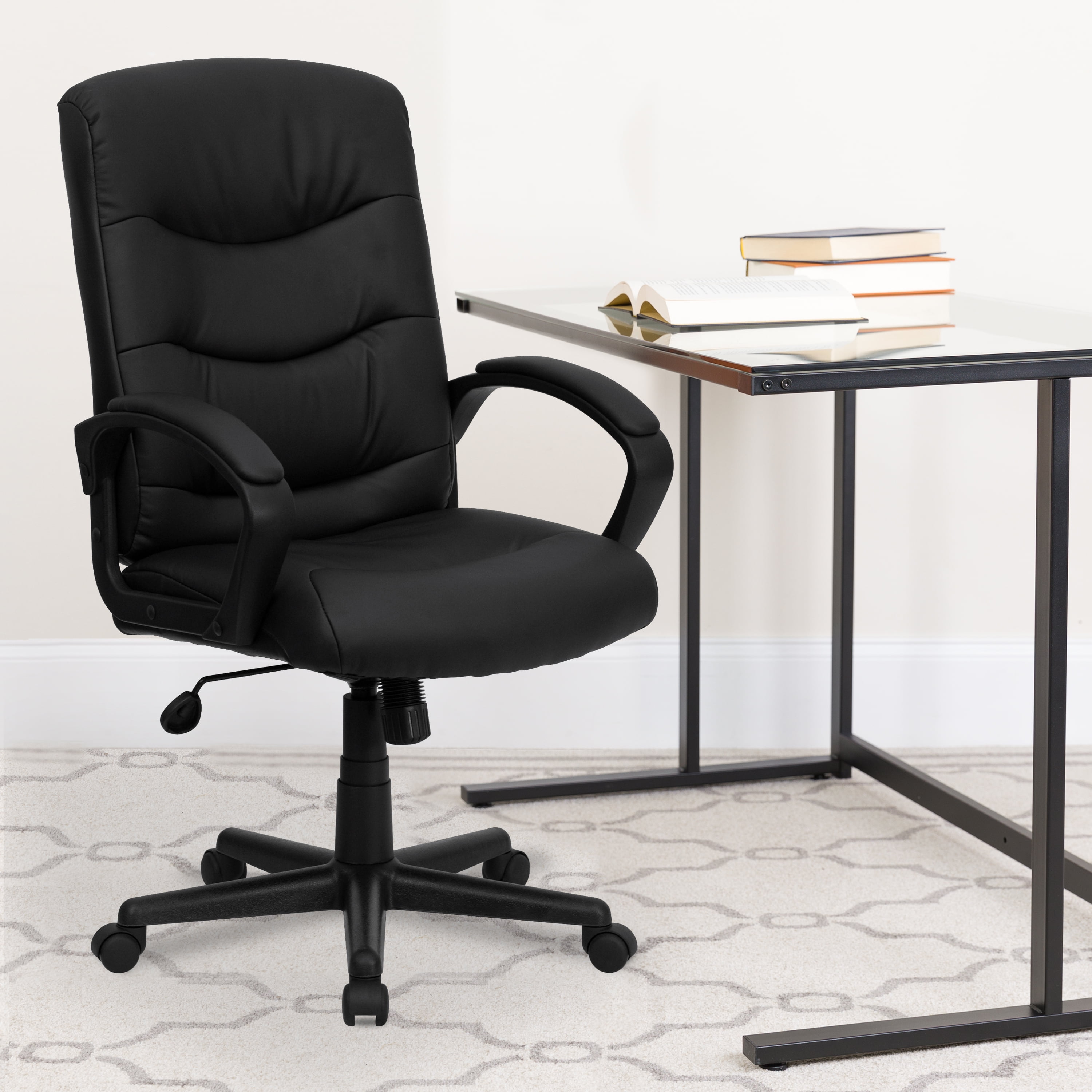 Flash Furniture Mid-Back Black LeatherSoft Executive Swivel Office