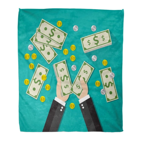 ASHLEIGH Flannel Throw Blanket Income Businessman Counting Cash Money Stacks of Dollars Soft for Bed Sofa and Couch 58x80 Inches