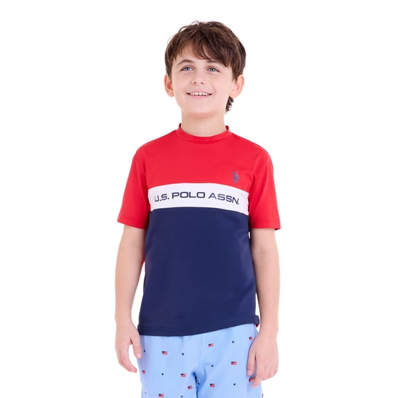 U.S. Polo Assn. Boys Short Sleeve Rashguard, Sizes 4-18