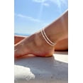 thumbnail image 2 of Pulseras de tobillo para mujer, tobilleras impermeables con capas de plata brillante para mujer, tobilleras chapadas en oro de 14 quilates, plata esterlina, 2 of 4