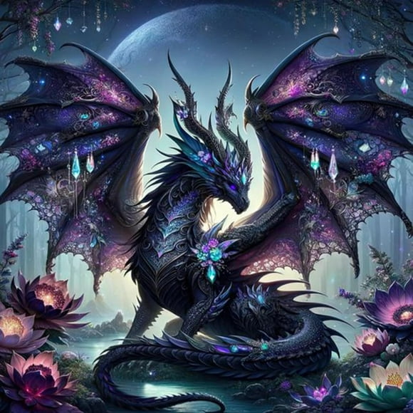 5D Dragon Pattern Diamond Painting Kit (For Adults) — Full-Drill Round Diamond Art Craft Kit, Suitable for Home Wall Decor (Unframed),Dragon-6