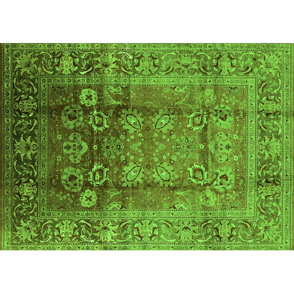 Ahgly Company Indoor Rectangle Oriental Green Industrial Area Rugs, 2' x 3'
