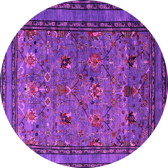 Ahgly Company Indoor Round Oriental Pink Traditional Area Rugs, 3' Round