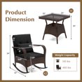 thumbnail image 3 of Gymax 3 PCS Rocking Bistro Set w/Removable Cushions & Tempered Glass Top Coffee Table, 3 of 6