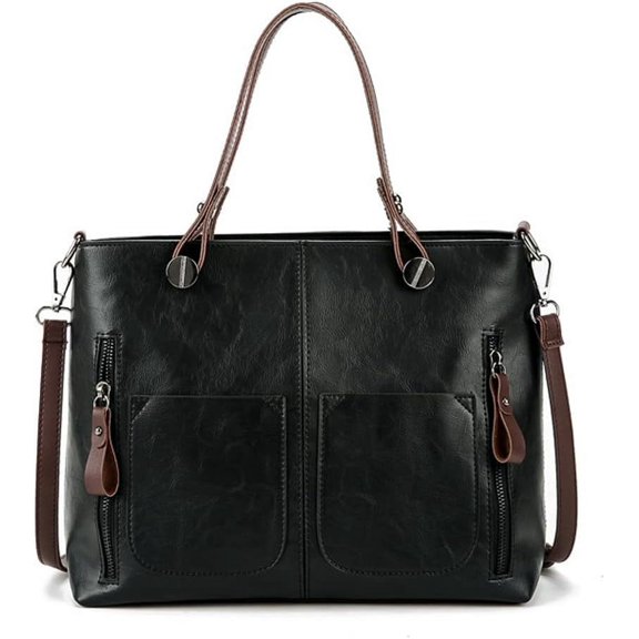 HMSHA Women’s Tote Handbag Multi Pockets Crossbody Bag Retro Shoulder Bag Top Handle Handbag Purse for Work