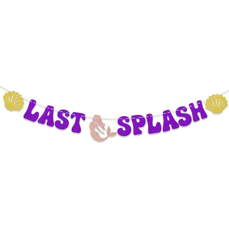 Purple Glitter Mermaid Last Splash Banner, Mermaid Bridal Shower Party Decorations, Let's Be Mermaids Banner, Mermaid Bachelorette Party Supplies