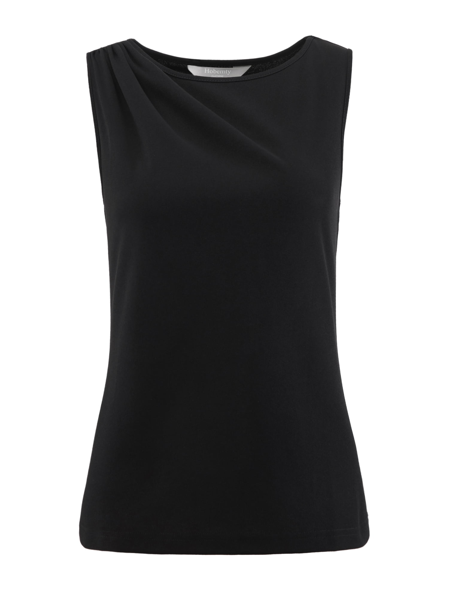 DARING DIVA Women's Sleeveless Summer Casual Pleated Tank Top S Black