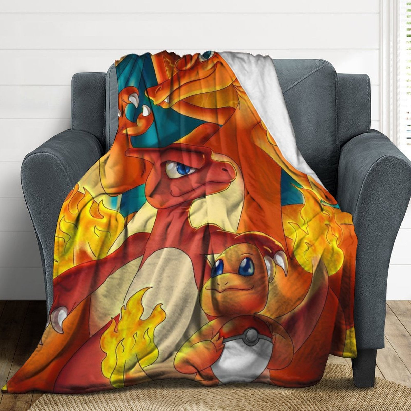 Poke-mon Charizard Blanket Super Soft Throw Blanket Lightweight Blanket for Men Women Friend Family Warm Throw Blankets for Couch Sofa Bed Birthday Christmas Fathers Day Gift