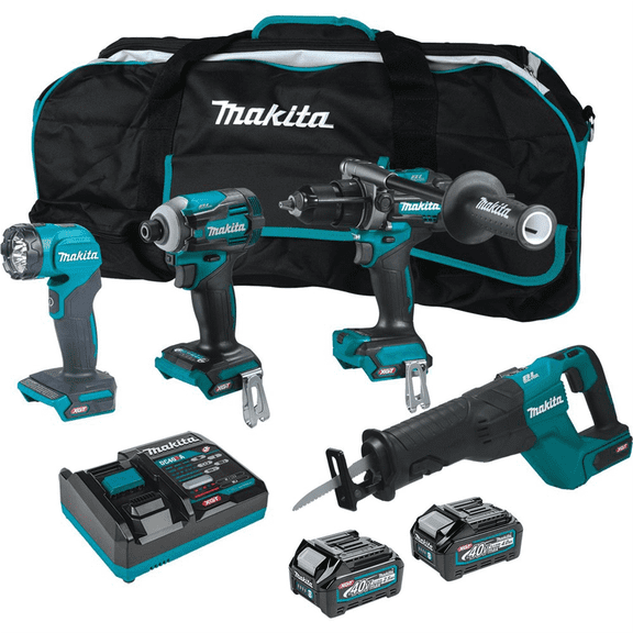 Makita 40V max XGT® Brushless Cordless 4 Pc. Combo Kit, GPH01, GDT01, GRJ01, ML001G, bag (2.5Ah/4.0Ah)
