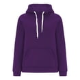 thumbnail image 2 of HAPIMO Women's Lightweight Spring Fall Hoodies Long Sleeve Solid Tops Casual Workout Pullover Sweatshirts with Pocket Purple L, 2 of 4