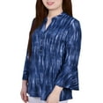 thumbnail image 3 of NY Collection Women's 3/4 Bell Sleeve Pleat Front Y Neck Top, 3 of 3
