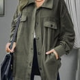 thumbnail image 5 of Ladies Spring and Fall Solid Color Lapel Double Side Slit Single Breasted Fashion Fleece Casual Coats, 5 of 5