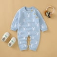 thumbnail image 4 of Weebloom Toddler Baby Easter Outfit Boy Girl Bunny Knit Sweater Long Sleeve Bodysuit Clothes Girls Holiday Romper Light Blue 6-12 Months, 4 of 9