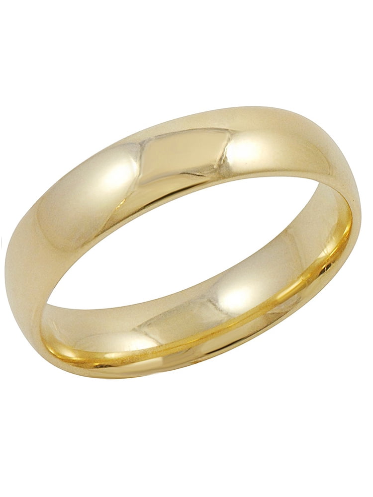 Men Women 14K Yellow Gold 5mm Classic Plain Light Wedding Band Ring Gift Box 
