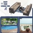 thumbnail image 3 of Kullavik Patio Furniture Set 9-Pieces Outdoor Furniture for Backyard Wicker Sectional Sofa Set, Rattan Patio Conversation Set with Thickened Cushions and Glass Coffee Table, Sand, 3 of 8