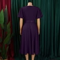 thumbnail image 7 of Ruimatai Women's Round Neck Puff Sleeve Belted A-Line Midi Dresses for Women Formal Party & Office Wear, 7 of 7