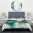 thumbnail image 3 of Designart "Teal and Gold Abstract Expressionism I" Modern Bedding Covert Set - Abstract Liquid Ink Turquoise Abstract Bed Set With 2 Shams, 3 of 6