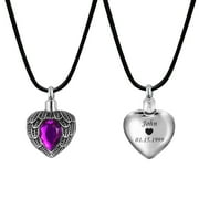 Anavia Personalized Angel Birthstone Cremation Urn Necklace for Ashes Pendant Memorial Keepsake Cremation Jewelry with Free Funnel Kit Ship Next Day [February - Amethyst]