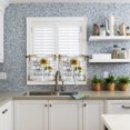 thumbnail image 6 of Farm Sunflowers Kitchen Curtains Valances and Tier Set,3 Pieces Rod Pocket Tiers Curtain Vintage Yellow Floral and Bee Small Window Valance Sets Treatment Drapes Sunshine Texts Grey Wood Plank, 6 of 6
