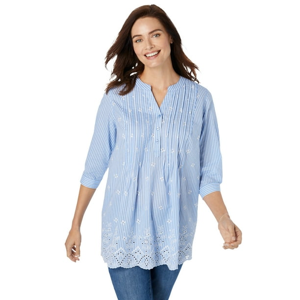 Woman Within Women's Plus Size Cotton Tunic - Walmart.com