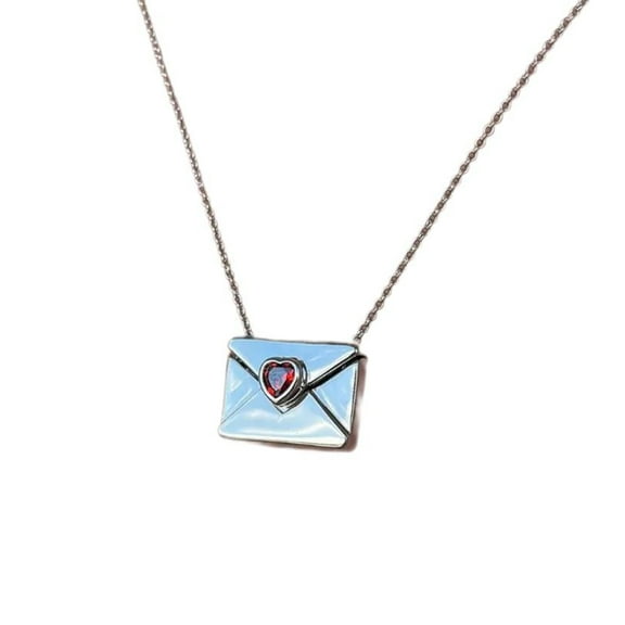 URTERYSER Stylish Love Heart Pendant Necklace Eye Catching Book Envelope Neckchain Fashionable Pendant Neck Jewelry for Women Color 6
