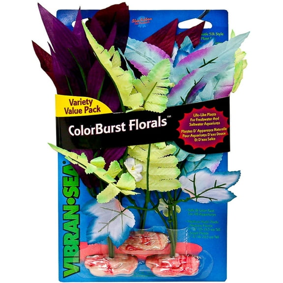 Blue Ribbon Vibran-Sea Color Burst Florals Variety Pack [Aquarium Artificial Plants, New Aquarium Supplies, Blue Ribbon Pet, Aquarium Supplies] 3 count