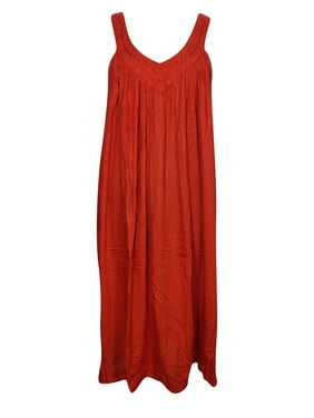 Bohemian Womens Red Tank Dress Loose Fit and Flare Swing Sleeveless Boho Style Sexy Summer Dresses