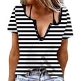 thumbnail image 3 of Bovxnpu Short Sleeve Tee Shirts Summer Dressy Casual Blouses Print Button Crewneck Casual Dressy Tee Summer Tops (Women's or Women's Plus), 3 of 7