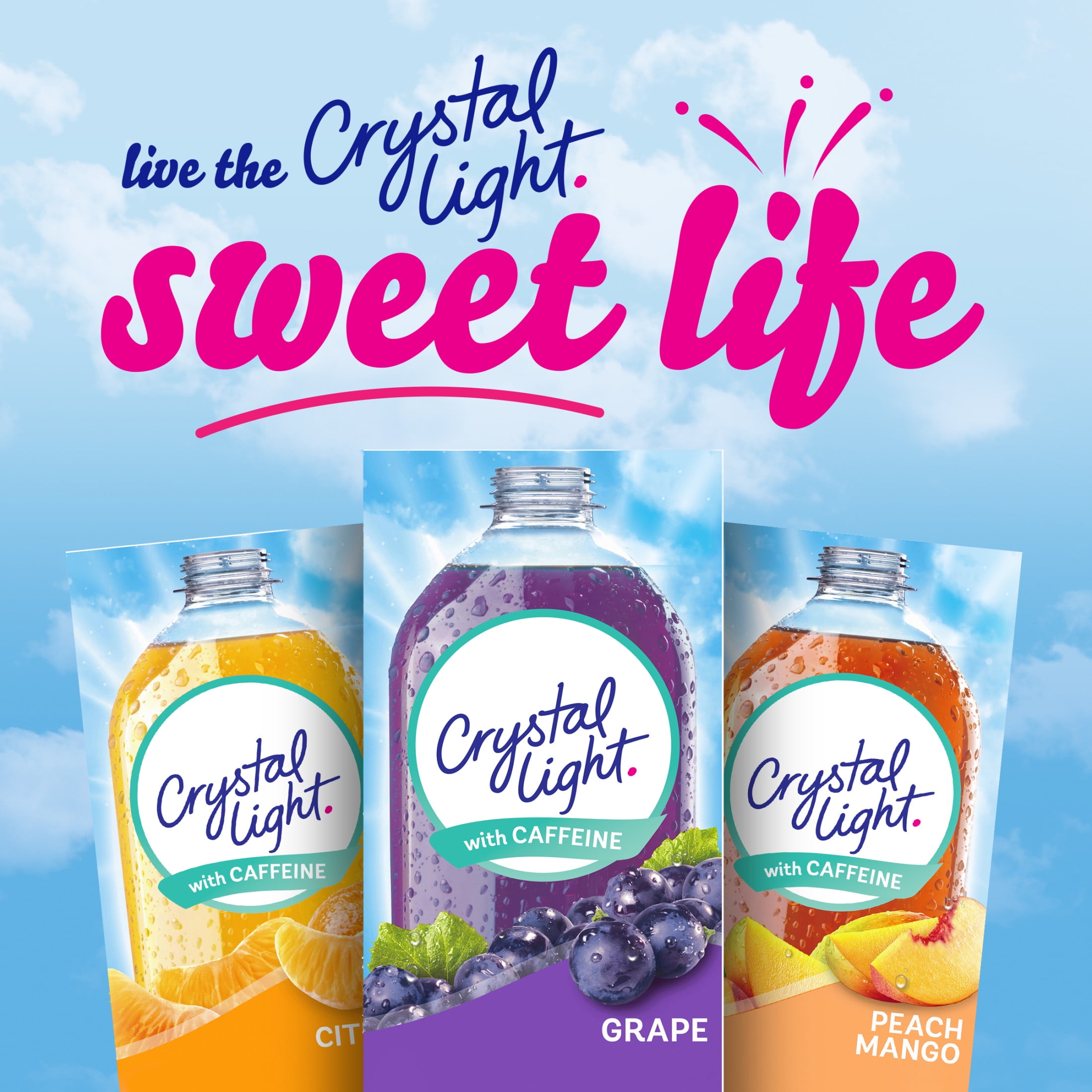 Crystal Light Drink Mix with Caffeine, 120 Packets, for Convenient On-the-Go Flavorful Hydration, Naturally Flavored Grape with other natural flavor, Zero Sugar, 0.11 oz each