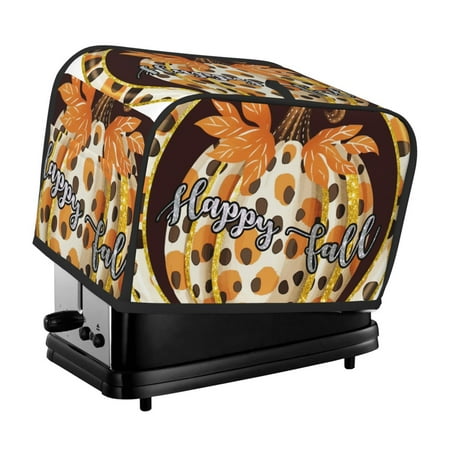 

KLL Fall Farmhouse Pumpkins Print 2 Slice Toaster Dust Covers Kitchen Small Appliance Cover with 2 Pockets Can hold Jam Spreader Knife & Toaster Tongs (11.4 x 7.9 x 7.5)