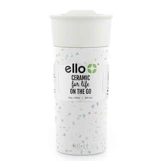 Ello Fulton Ceramic Travel Coffee Mug with Lid, 16 oz, White Wood Handle  Modern 810922022512