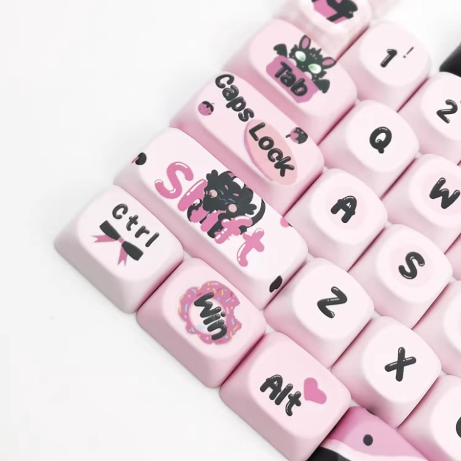 Cartoon Little Black Dragon Keycap Set, PBT Dye-Sublimation Original Design Cherry/MOA Profile Keycaps for Mechanical Keyboard