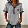 thumbnail image 2 of Aboser Womens Cowgirls Denim Shirts Vintage Button V Neck Jean Shirt Lapel Collar Short Sleeve Blouses Going Out Tops 2026 Summer Casual Western T Shirts, 2 of 8