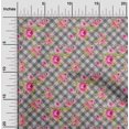 thumbnail image 1 of oneOone Polyester Lycra Fabric Leaves & Floral Check Printed Fabric 1 Yard 56 Inches Wide, 1 of 4