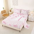 thumbnail image 2 of Manfei Soft Ribbon Bow Bed Sheets For Girl,I Initial Lettering King Sheets For Kids,4 Pieces, 2 of 6