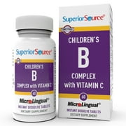 Superior Source Children's B Complex with Vitamin C - Multivitamin for Heart Health Support - Folic Acid Supplement for Kids - Immune Support Formula with Vitamin C - 60 Instant Dissolve Tablets