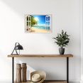 thumbnail image 3 of ZHONGYUTONG Window Wall Art and Pictures Beach Seascape Canvas Wall Decor Tropical Palm Tree Print Nature Coastal Artwork Seaside Bathroom Decor Framed (28.00" x 42.00"), 3 of 5