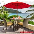 thumbnail image 3 of Costway 9.5 FT Patio Rope Pulley Wooden Umbrella Market w/Fiberglass Ribs Outdoor Red, 3 of 10