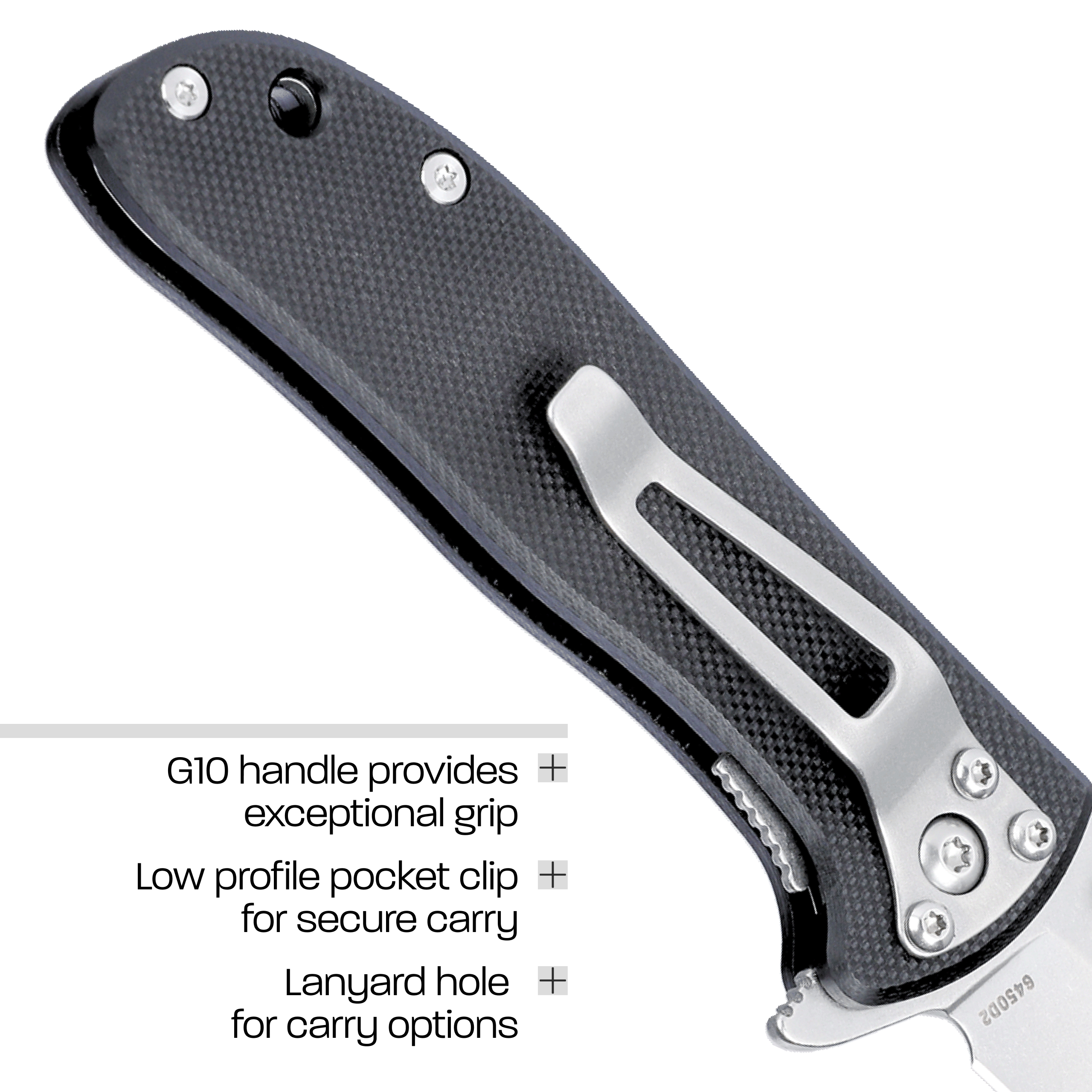 CRKT Drifter Everyday Carry EDC Pocket Folding Knife with Liner Lock: D2 Plain Edge Blade, G10 Handle, Pocket Clip, 6450D2
